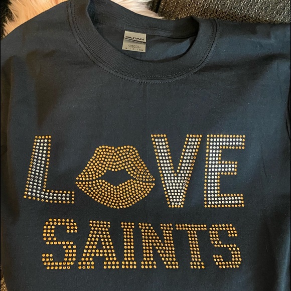 Saints Rhinestone Tee 🖤💛🖤💛 - Picture 2 of 2